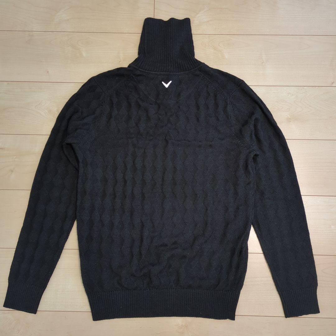Callaway アーガイル柄ニットタートルネックセーター 黒 Lサイズ
