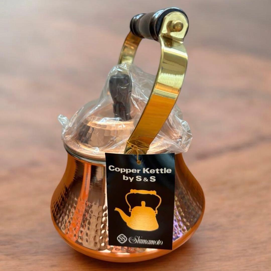 未使用品 島本製作所 鎚目仕上げ 純銅製 ベルケトル 薬缶 レトロ 1.6ℓ