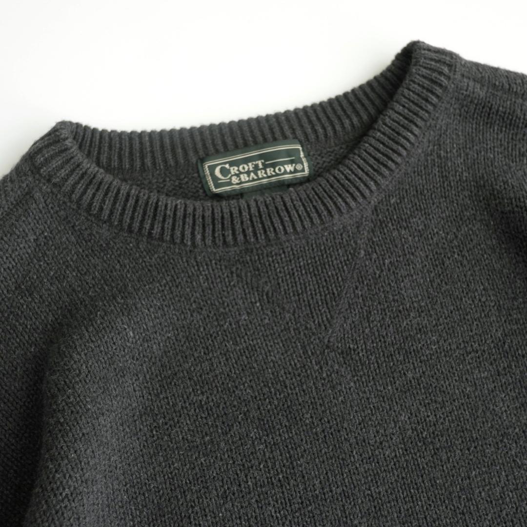 CROFT&BARROW 90s クルーネックコットンニット チャコール XL.