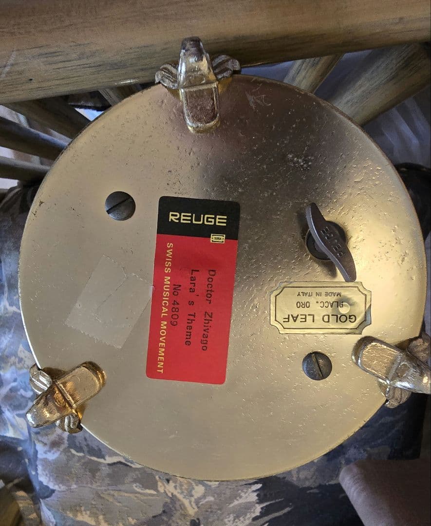 金箔・大理石　REUGE製オルゴール　バレエダンスフィギュア付き大理石装飾品