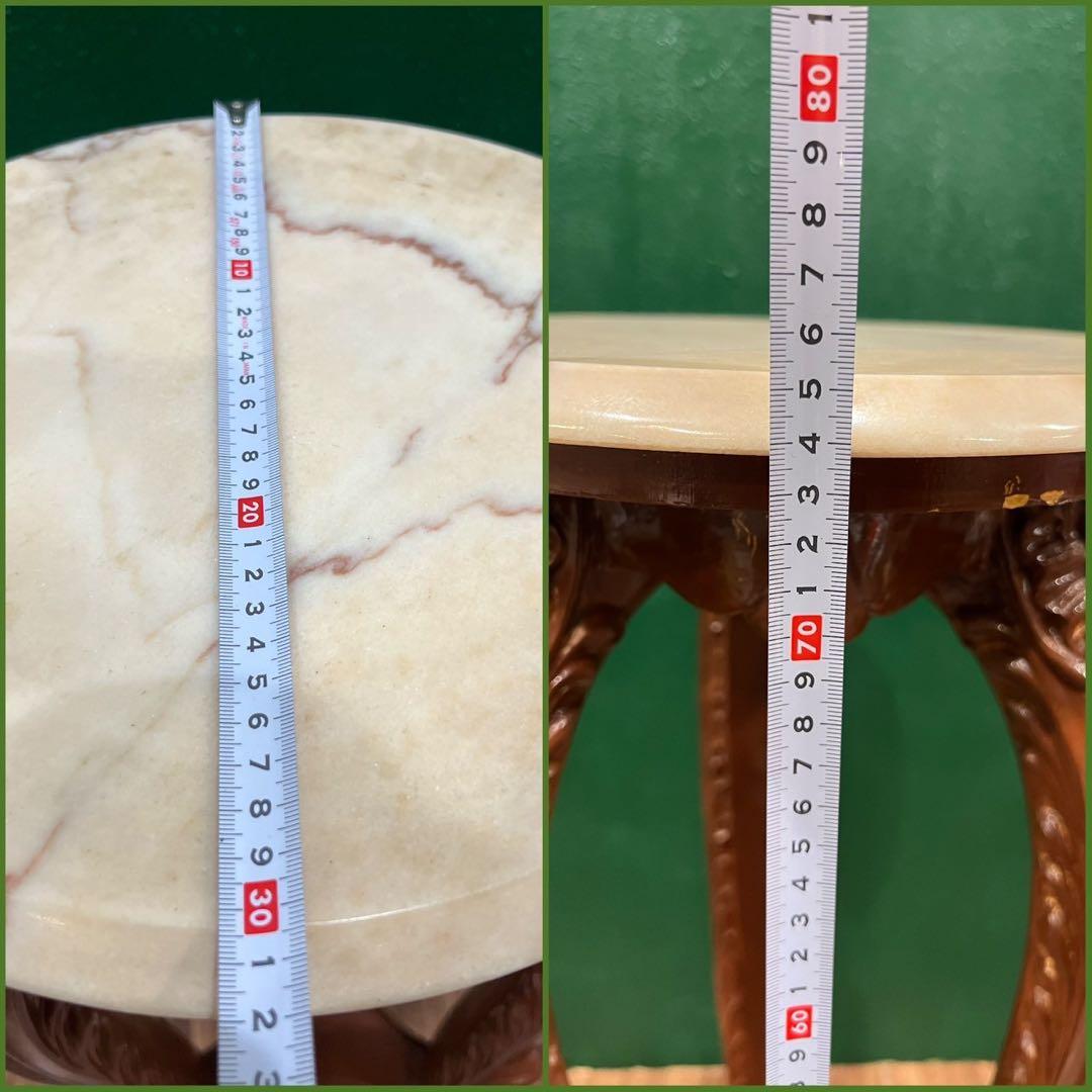 大理石 猫脚 花台 インテリア 当時物 昭和レトロ アンティーク サイドテーブ