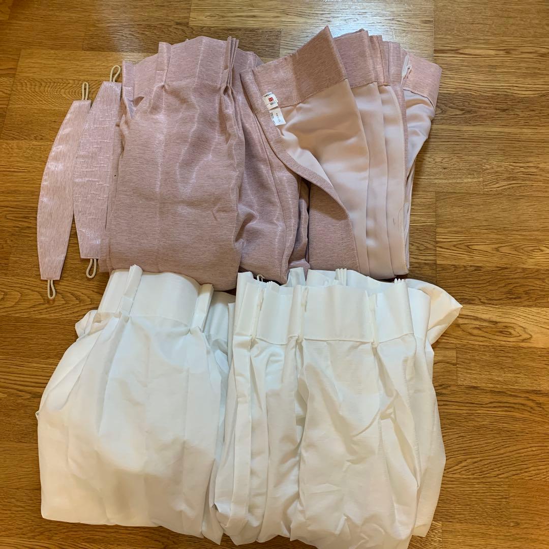 【超美品】ケユカオーダー　特注　ピンクドレープカーテン2枚 レースカーテン2枚