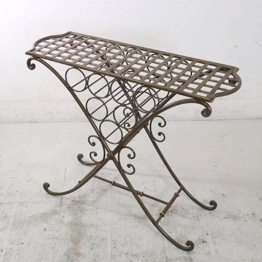 アンティーク調 アイアン サイドテーブル ワインラック ボトルホルダー