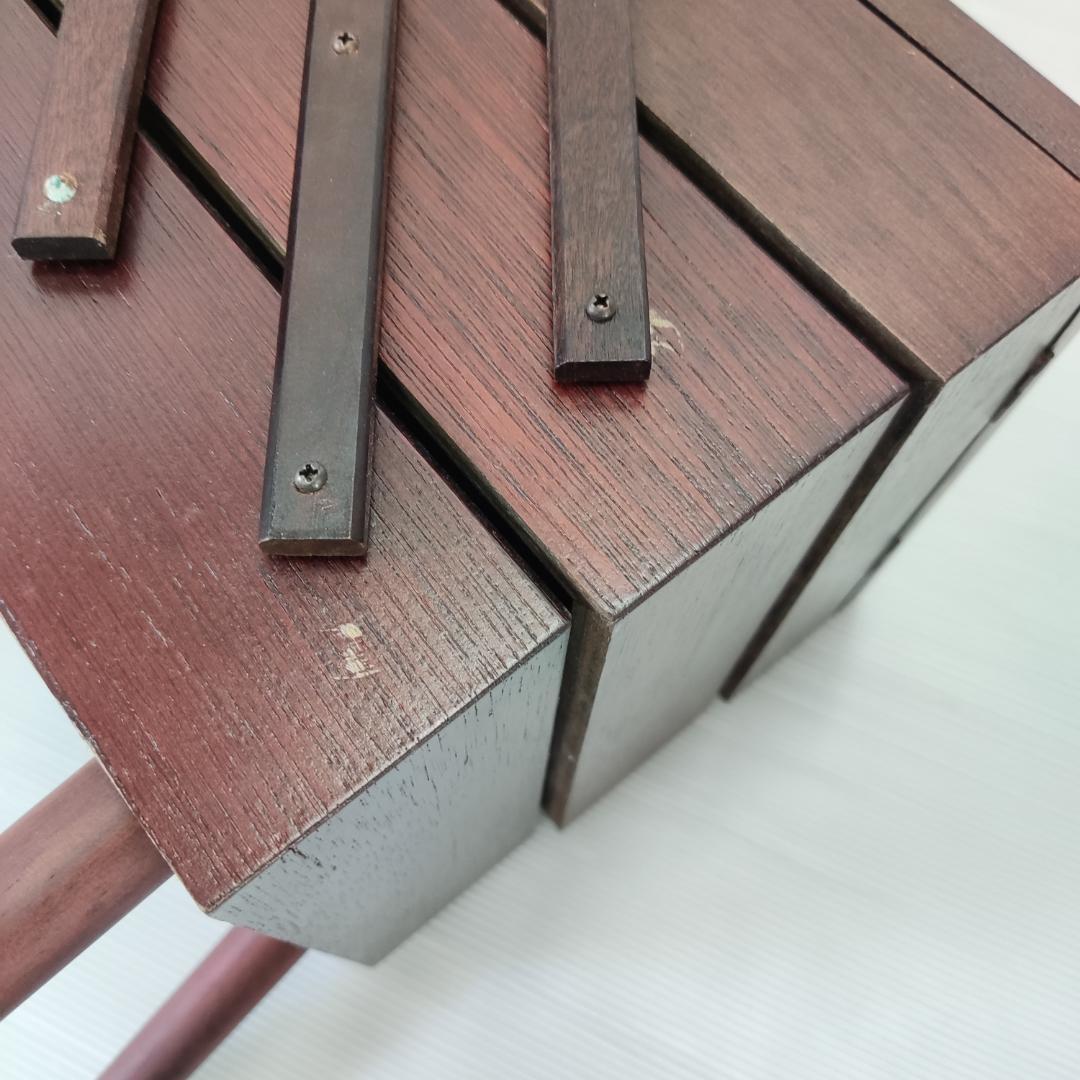 裁縫箱 ソーイングボックス 木製 脚付き 折り畳み 手芸 レトロ ビンテージ