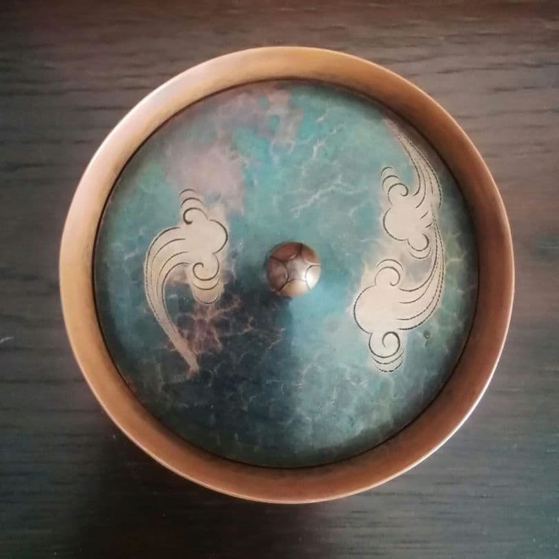 逸品　玉川堂　鎚起銅器　兎図紋　蓋物　小物入れ　煙草入れ　和骨董　アンティーク