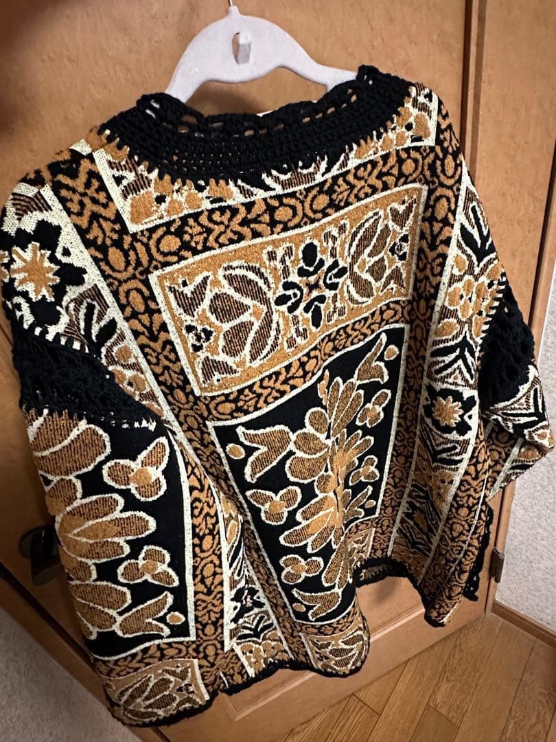2601031 RUG PATTERN KNIT JACKET オレンジ