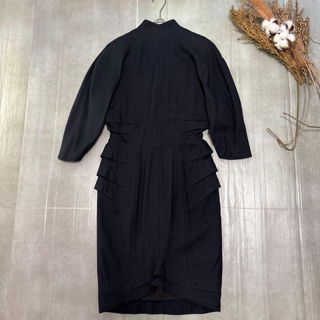 希少／Thierry Mugler／リネン混合／裏地キュプラ／日本製／黒／M