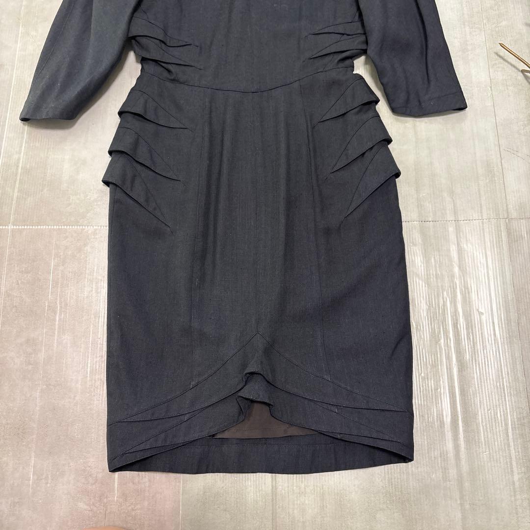 希少／Thierry Mugler／リネン混合／裏地キュプラ／日本製／黒／M