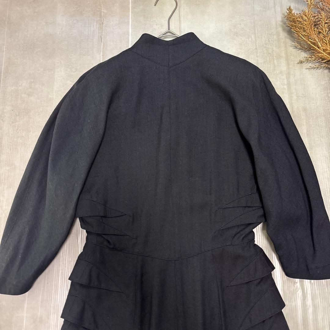 希少／Thierry Mugler／リネン混合／裏地キュプラ／日本製／黒／M