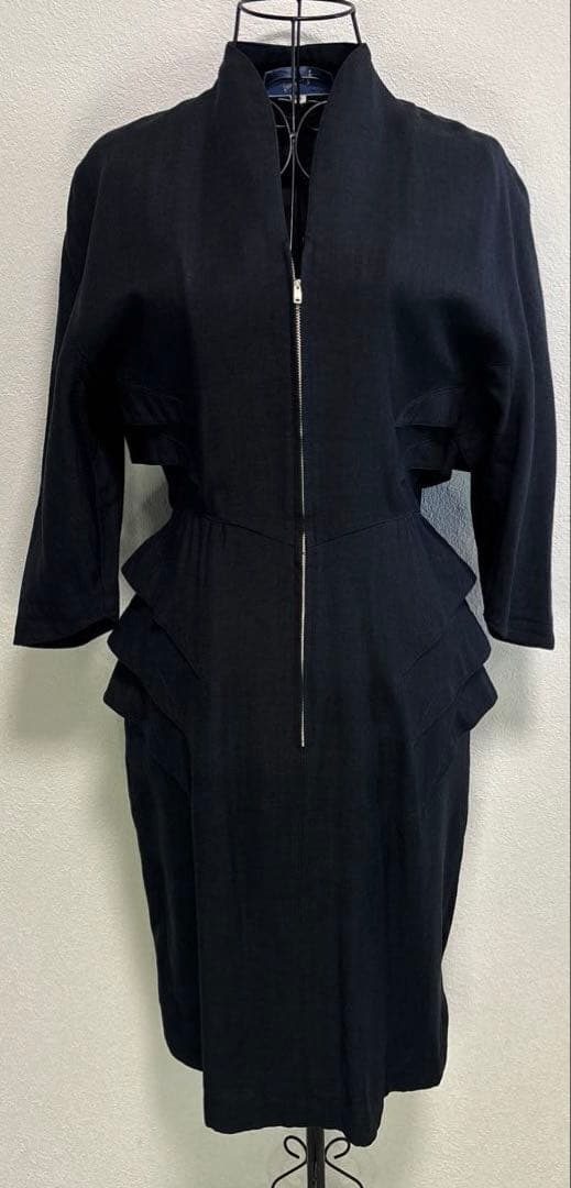 希少／Thierry Mugler／リネン混合／裏地キュプラ／日本製／黒／M