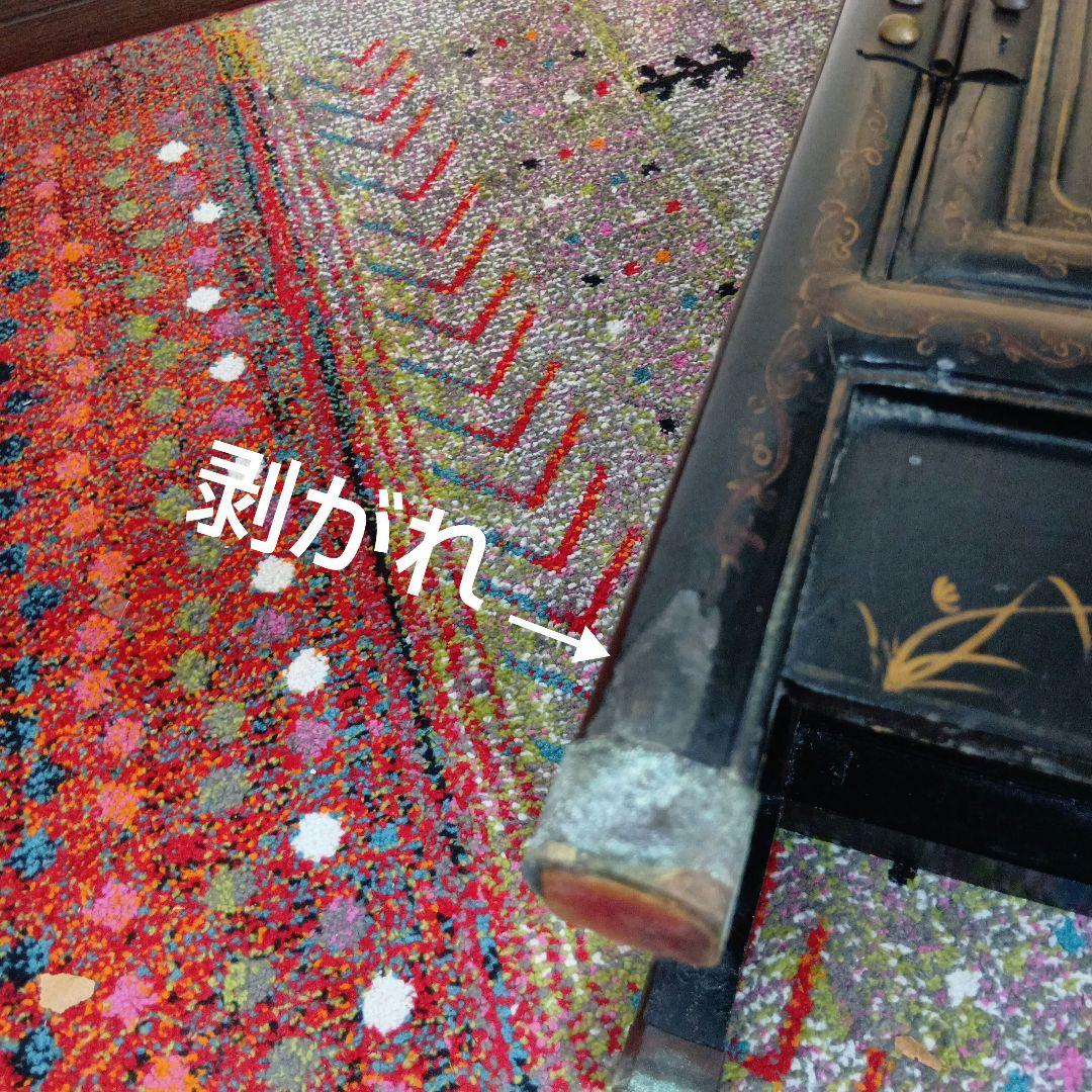 時代物　中国家具　玉入漆金彩キャビネット　アジアン家具