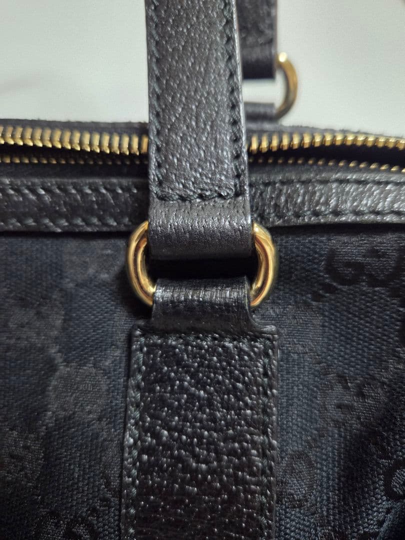 GUCCI GGキャンバス チャーミー ミディアム ボストンバッグ ブラック