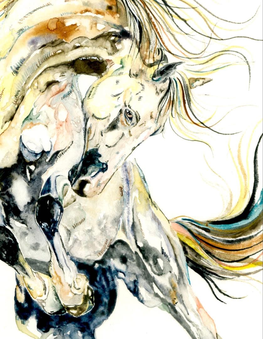 馬 原画 額装済 ゴルシ mana