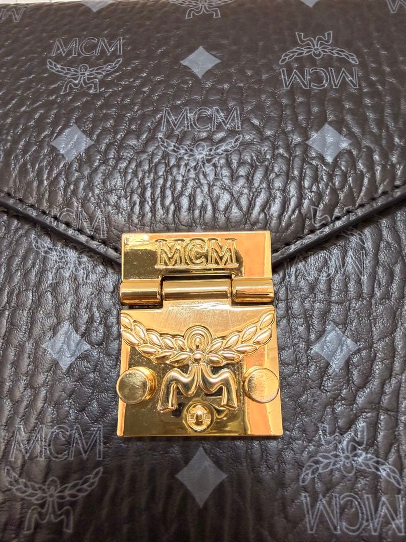 MCM ブラックレザーハンドバック2wayショルダーバッグ