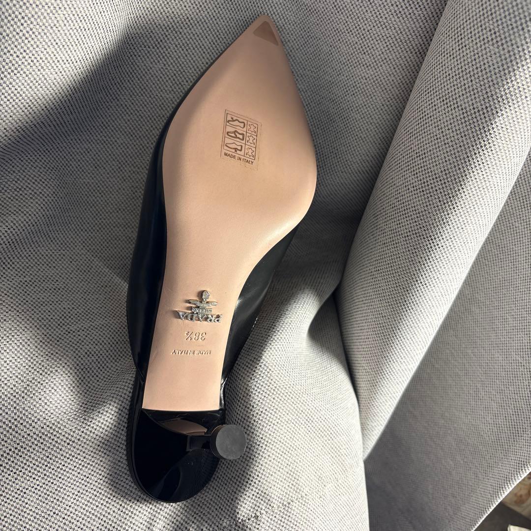 PRADA ロゴ ミュール サンダル38.5黒色 レザー 新品未使用 正規品