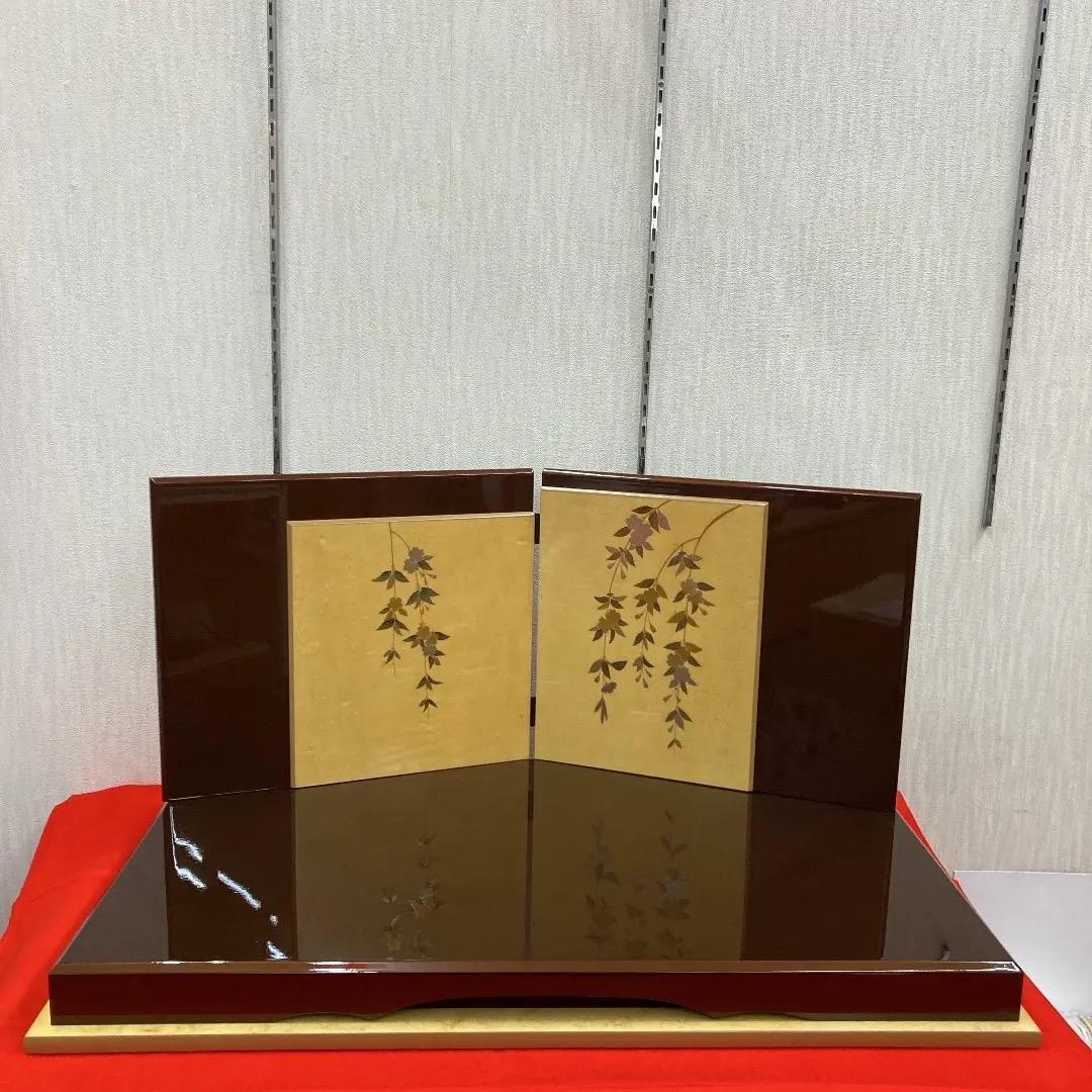 F15　台と屏風のみ　巾83㎝位　訳あり特価　ひな人形飾り台　高級塗り台