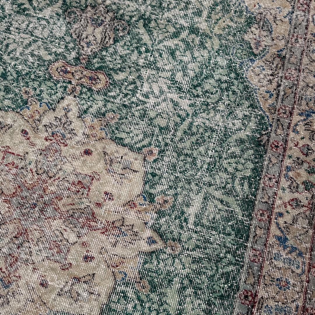 トルコ ヴィンテージラグ A22 超大判 レア グリーン グレージュ ブルー