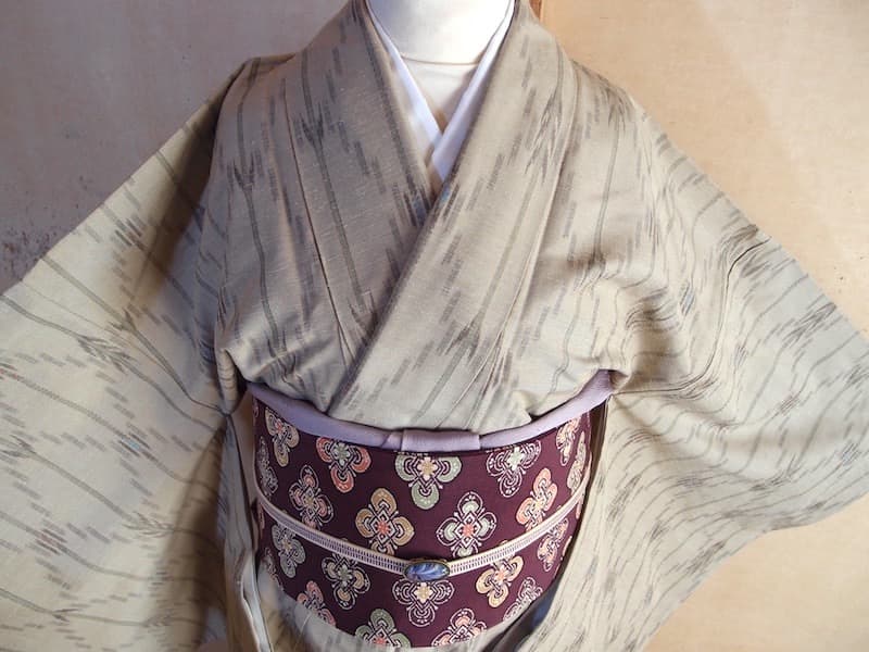 染め名古屋帯（花菱文）全通総柄　正絹美品