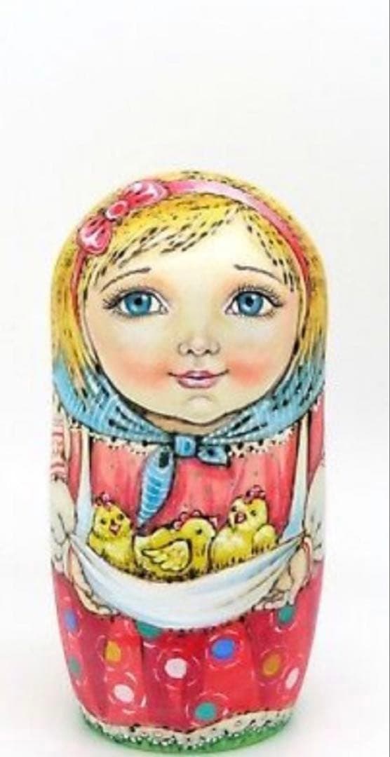 ロシア雑貨☆イースター ウッドバーニング マトリョーシカ(5P)パスハ ミラ作