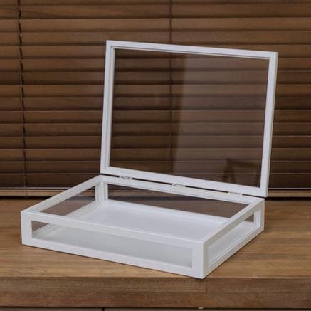 ガラスケース 小物収納ボックス ホワイト W40