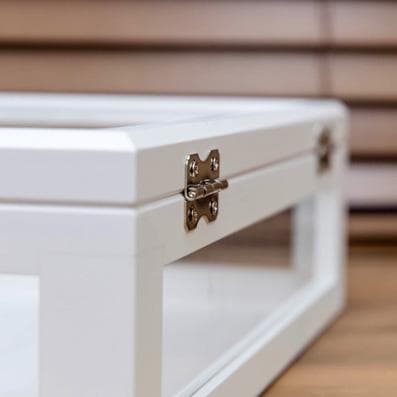 ガラスケース 小物収納ボックス ホワイト W40