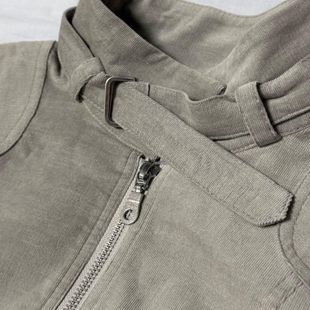 グレー シングルライダースジャケット パンク コーデュロイ