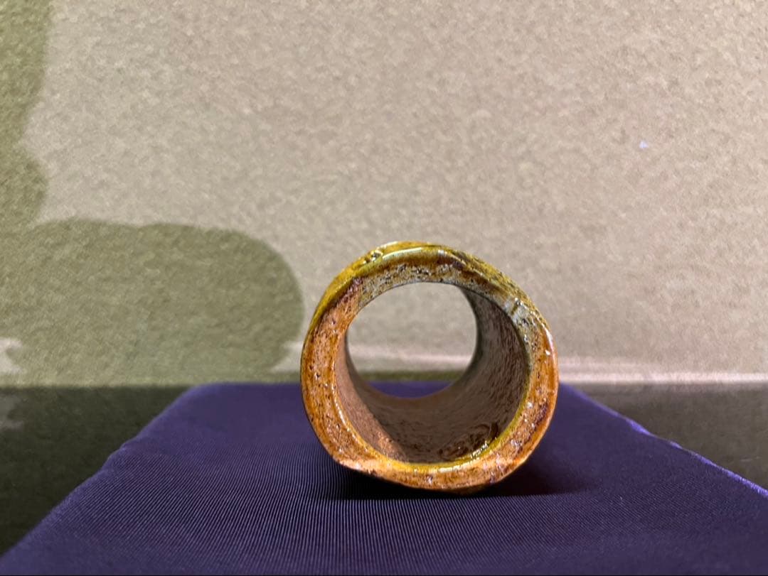 文化勲章　十代大樋長左衛門　竹　蓋置