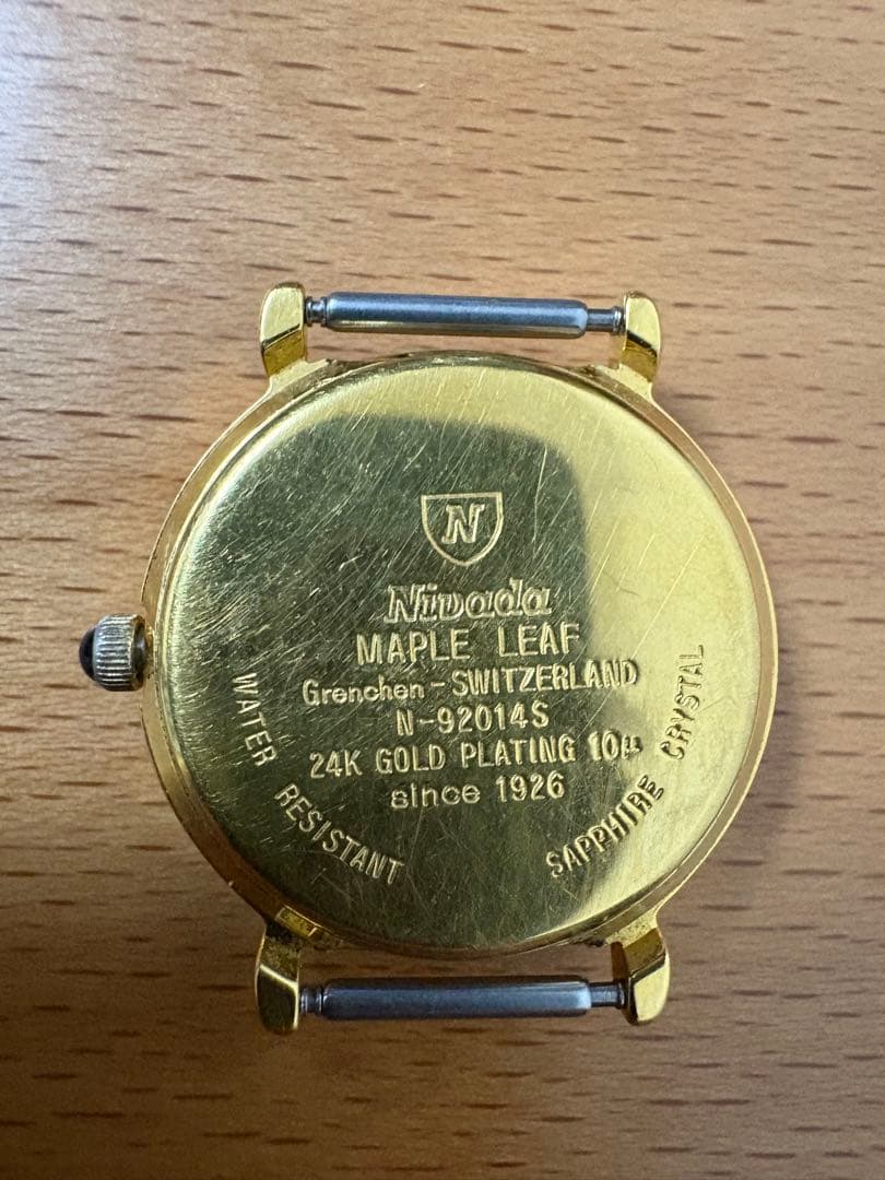 メイプルリーフ金貨埋込1/4oz腕時計スイスNivada社30年以上前の古腕時計