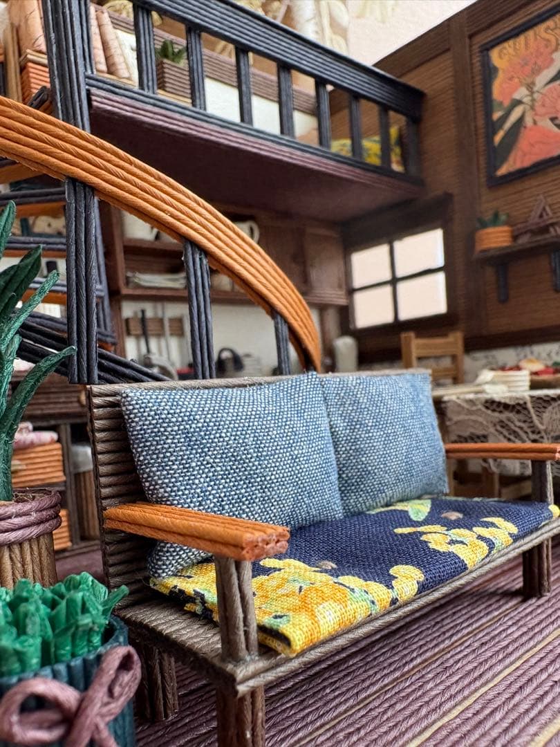 エコクラフト　紙バンド　ミニチュアダイニングキッチン