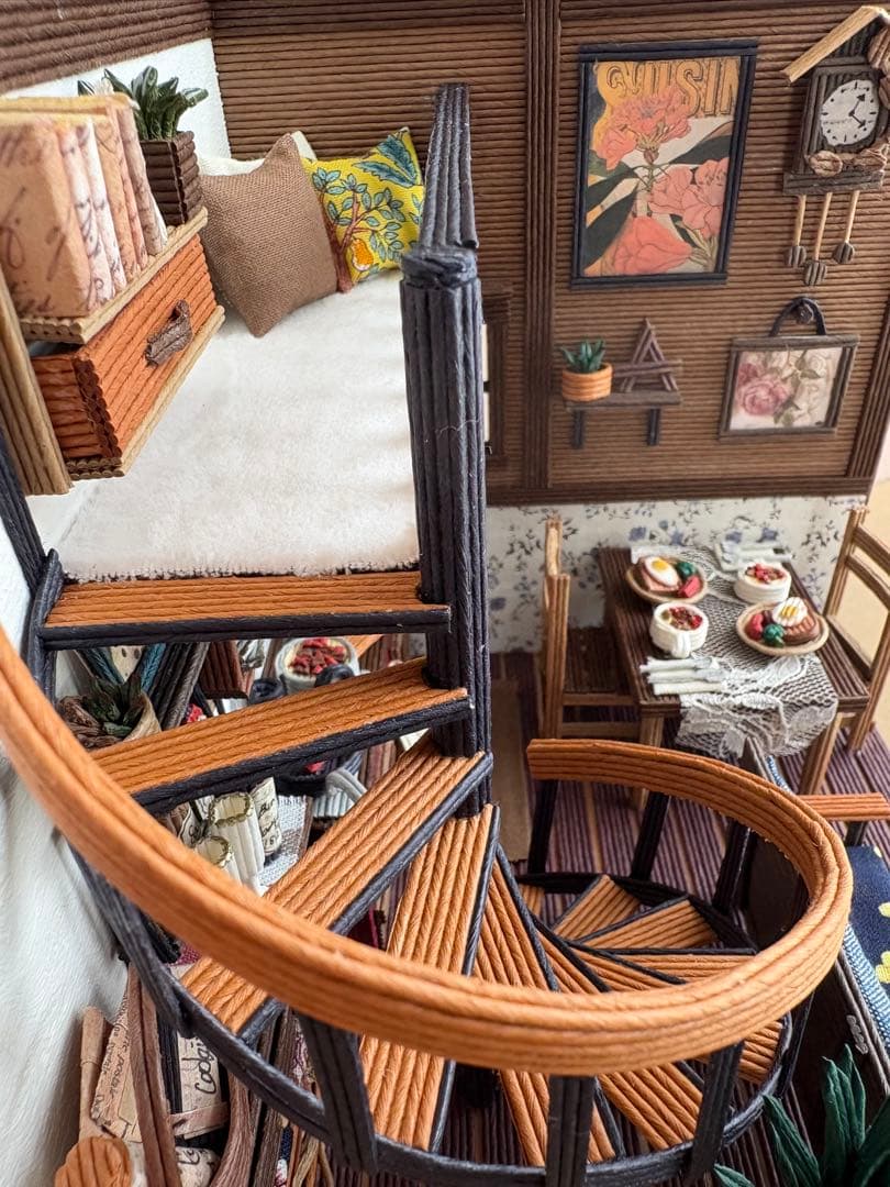 エコクラフト　紙バンド　ミニチュアダイニングキッチン