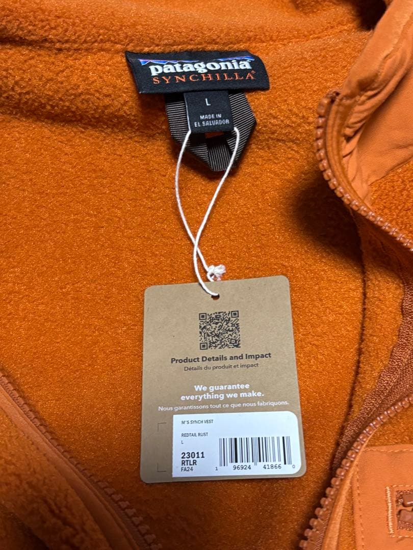 パタゴニア シンチラベスト フリース オレンジ(Redtail Rust)