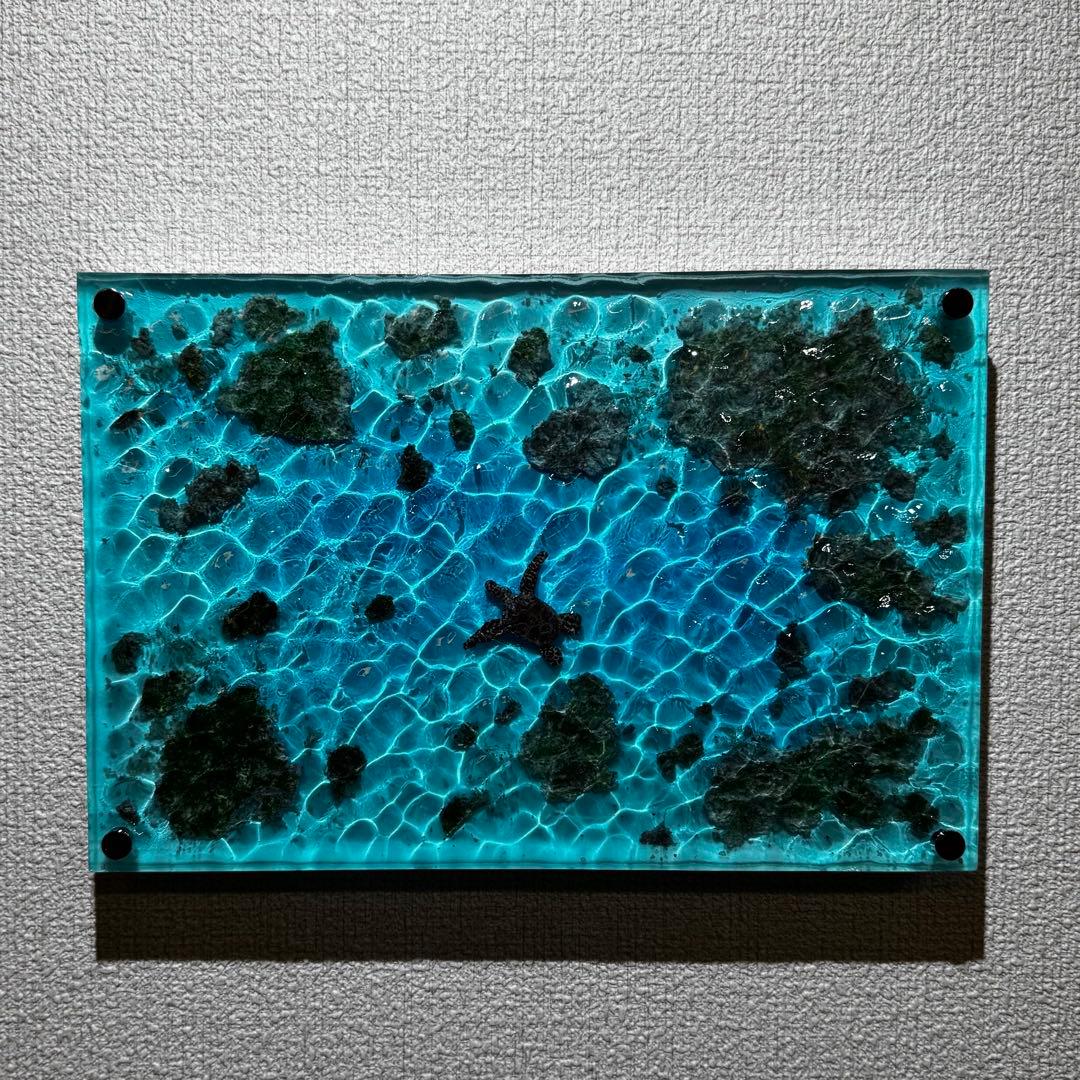 レジンアート オーシャンアート ウミガメ ホヌ 海 レジン アートパネル 壁掛