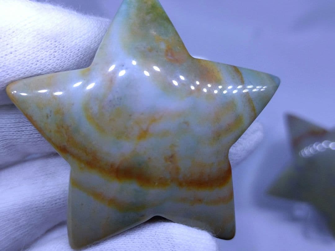 オーシャンジャスパー　星　モスアゲート　三日月　4点セット　癒し　才能　握り石