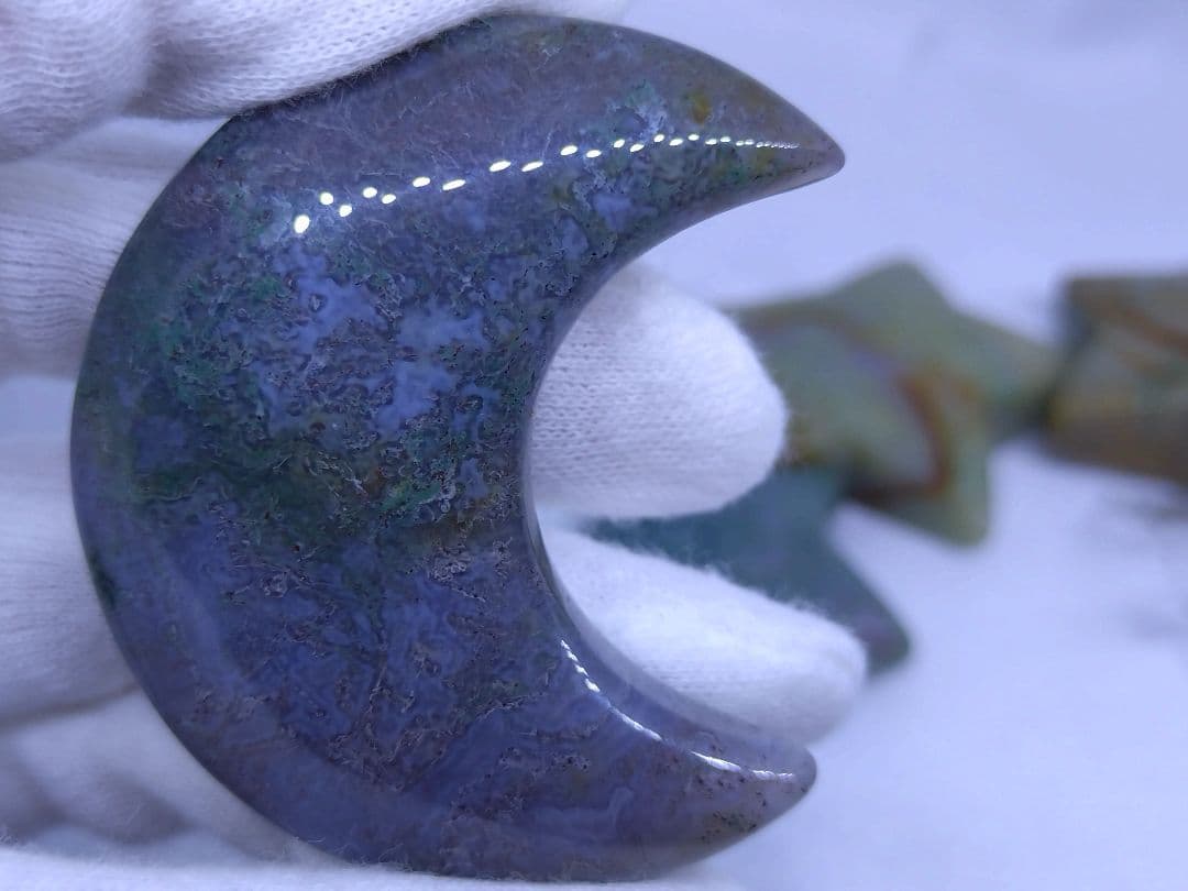 オーシャンジャスパー　星　モスアゲート　三日月　4点セット　癒し　才能　握り石