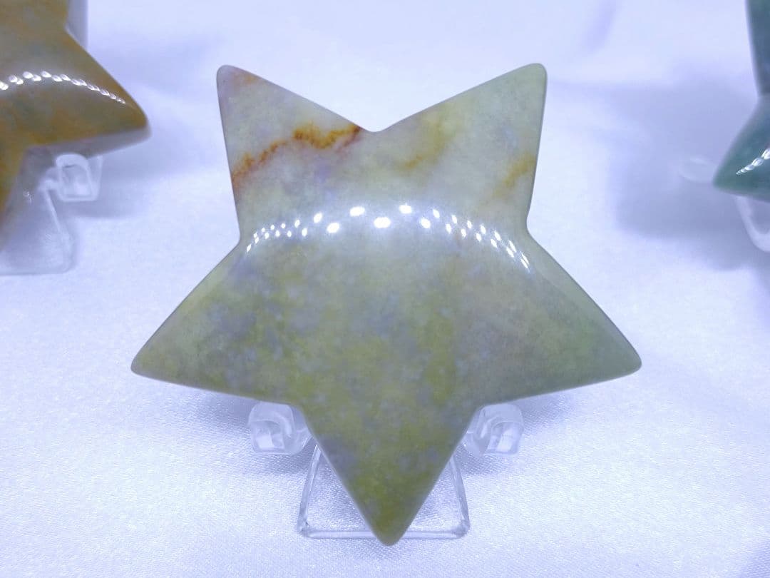 オーシャンジャスパー　星　モスアゲート　三日月　4点セット　癒し　才能　握り石