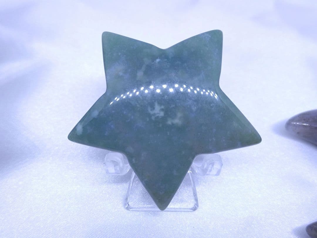 オーシャンジャスパー　星　モスアゲート　三日月　4点セット　癒し　才能　握り石