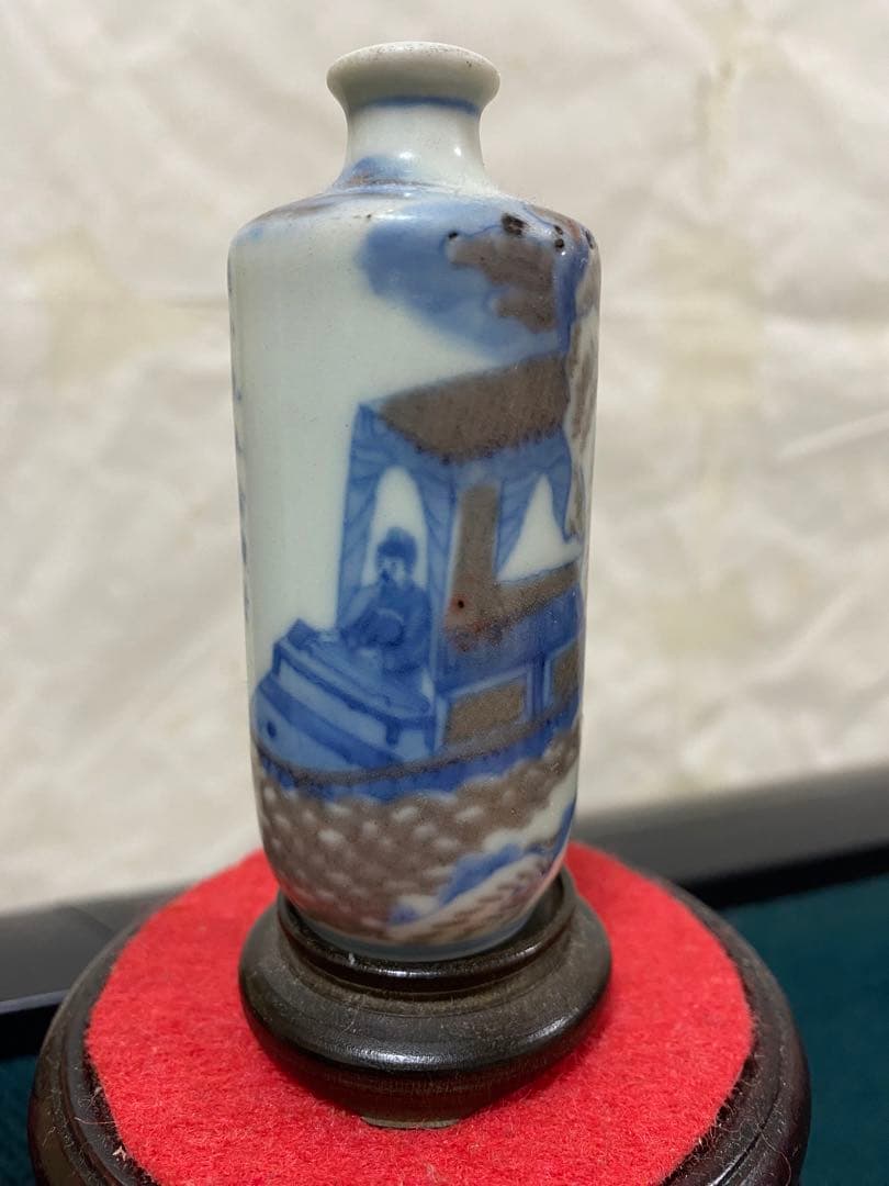 鼻煙壼 青花釉裏紅 清時代 康熙年製 唐物