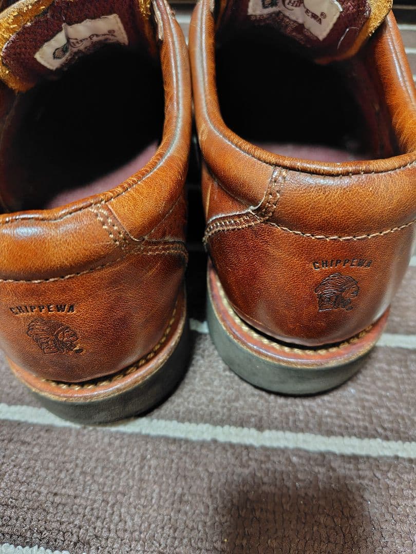 美品！Chippewa ワークブーツ　茶色シボ革