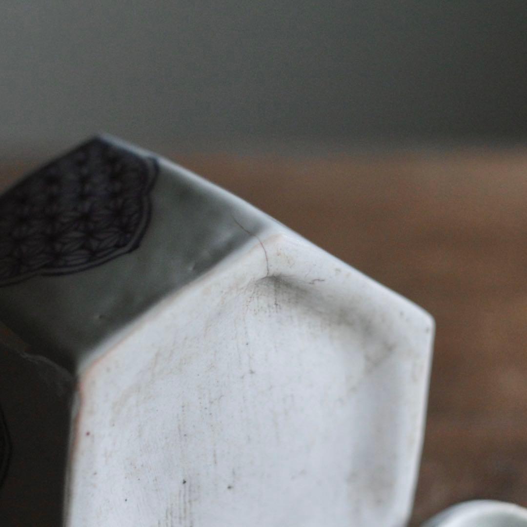 平戸焼 染付 面取 六角 水注 酒次 古美術 古道具 アンティーク 煎茶道具