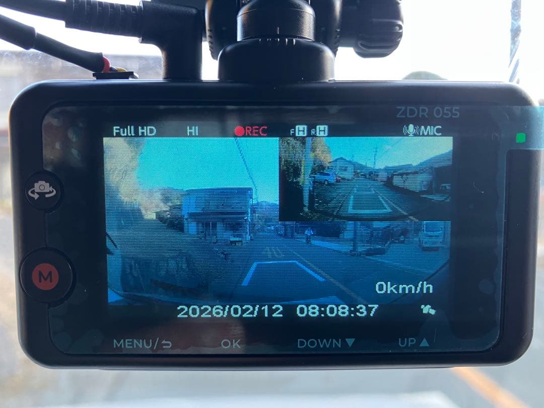 コムテック ZDR-055 前後2カメラ ドライブレコーダー 作動OK！