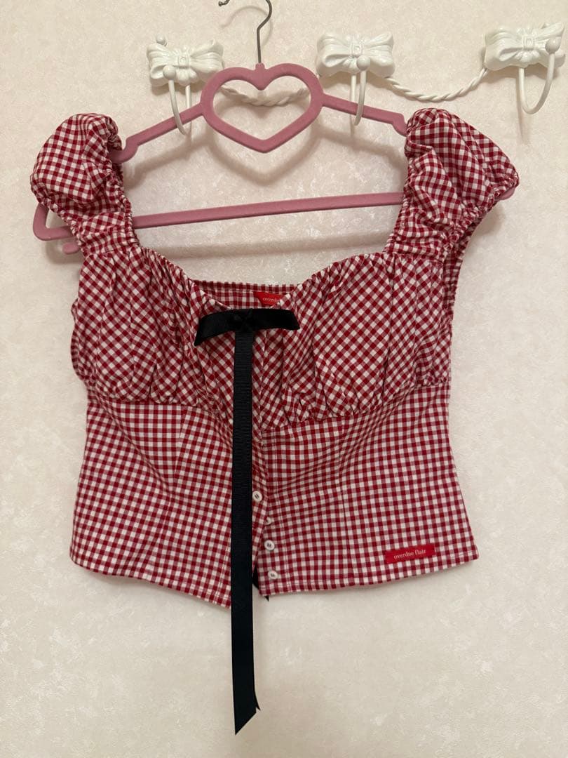 overdue flair redチェックキャミソール