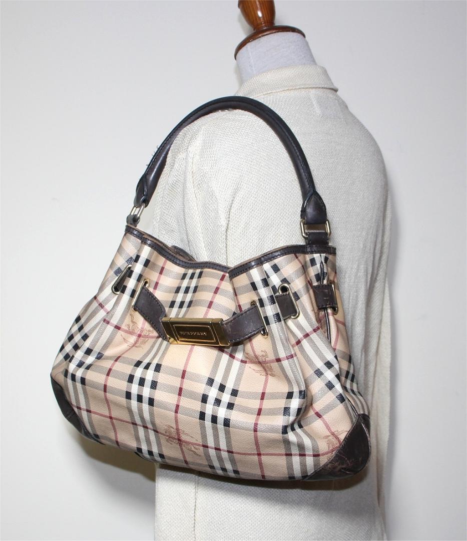 シ*ー様 バーバリー Haymarket ノバチェック ハンドバッグ 2way