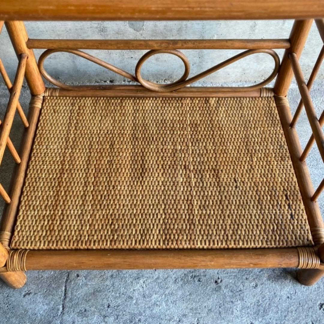 籐 ラタン ラック シェルフ スタンド 3段 飾り棚 置物台 大型 家具 レトロ