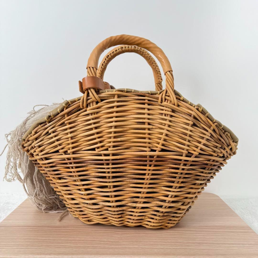 【美品✨️】eb.a.gos エバゴス 2本手 リネンかぶせ かごバッグ