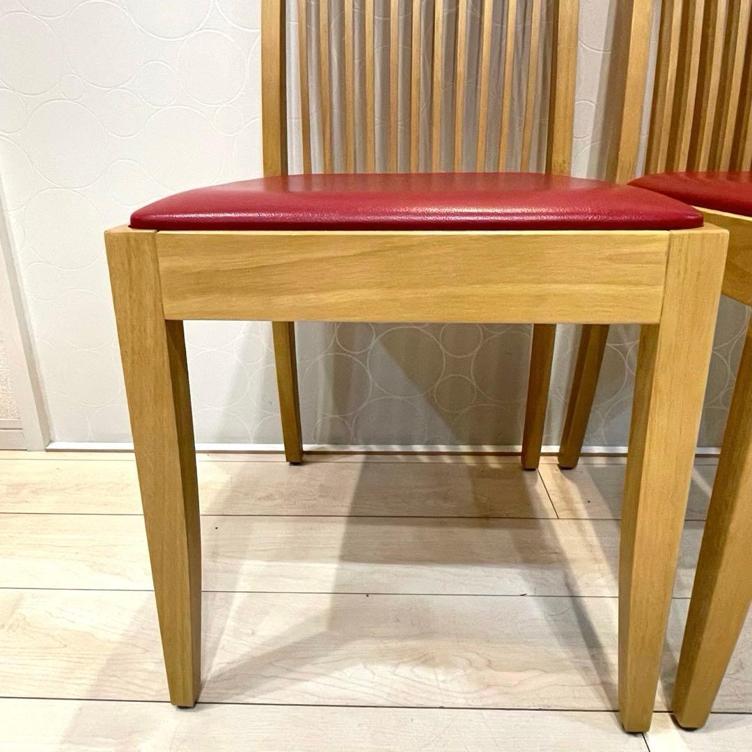 【美品】CRES クレス ダイニングチェア 2脚セット 木製 カフェ 店舗 赤