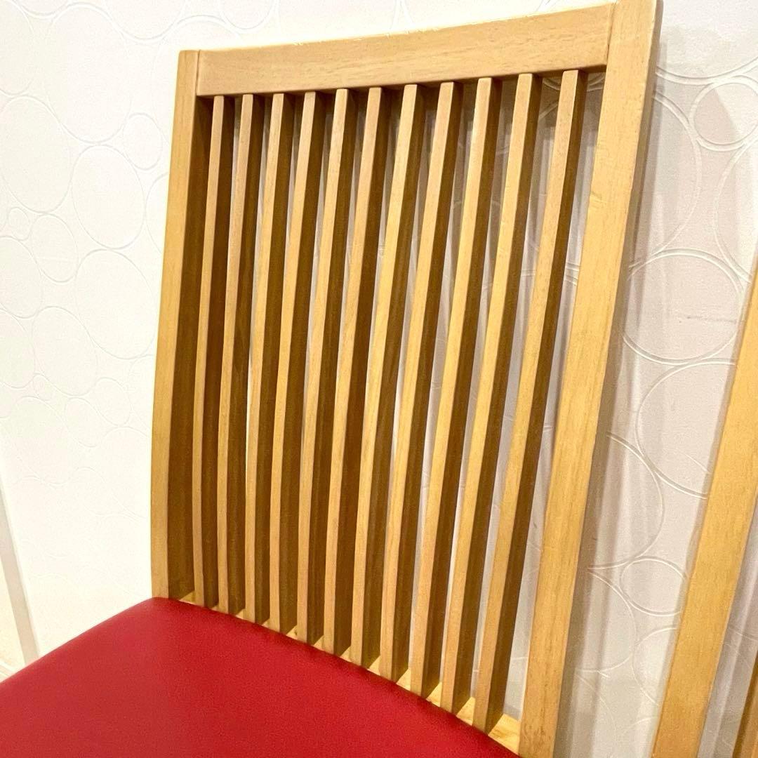 【美品】CRES クレス ダイニングチェア 2脚セット 木製 カフェ 店舗 赤