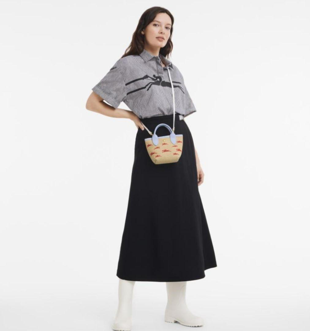 【極美品】Longchamp ル パニエ カゴバッグ XS スカイブルー