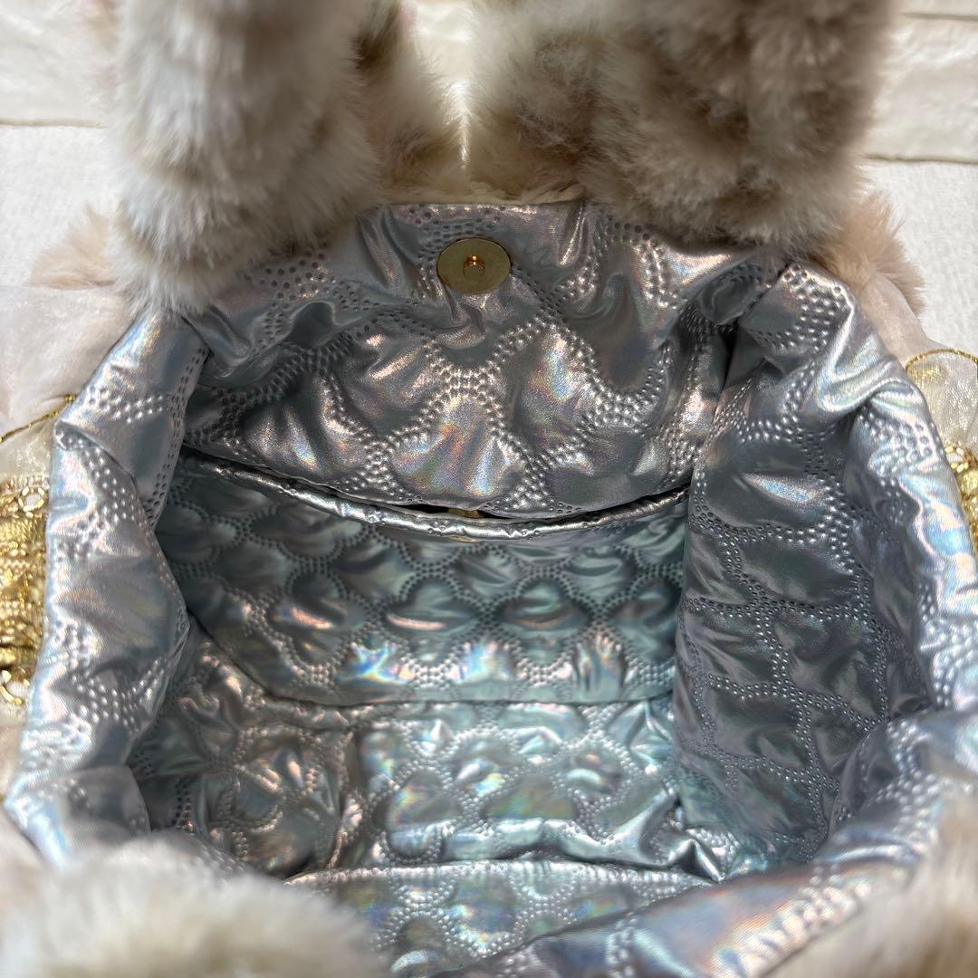 黒*こ様 コヤンイサムチョン　ハンドメイド　フリルファーバッグ　ベージュヒョウ柄