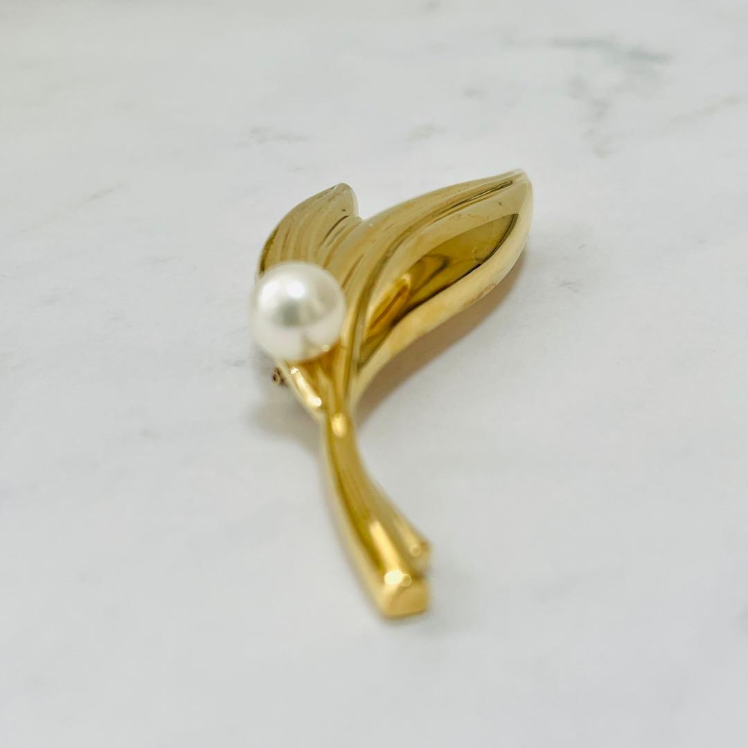 MIKIMOTO ミキモト 本真珠 パールブローチ ゴールドカラー
