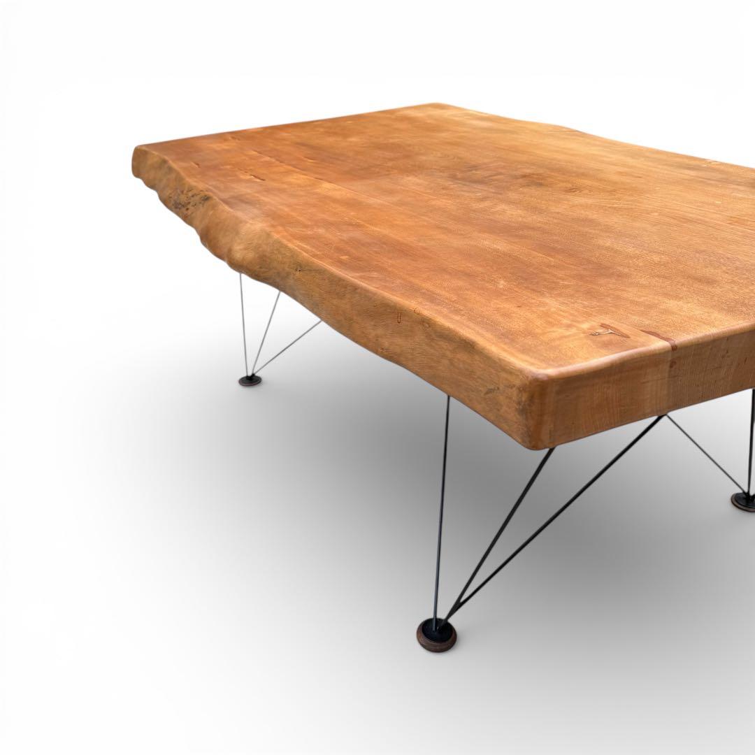 ろこん　一枚板 無垢材 アイアン　センターテーブル 座卓　幅125cm